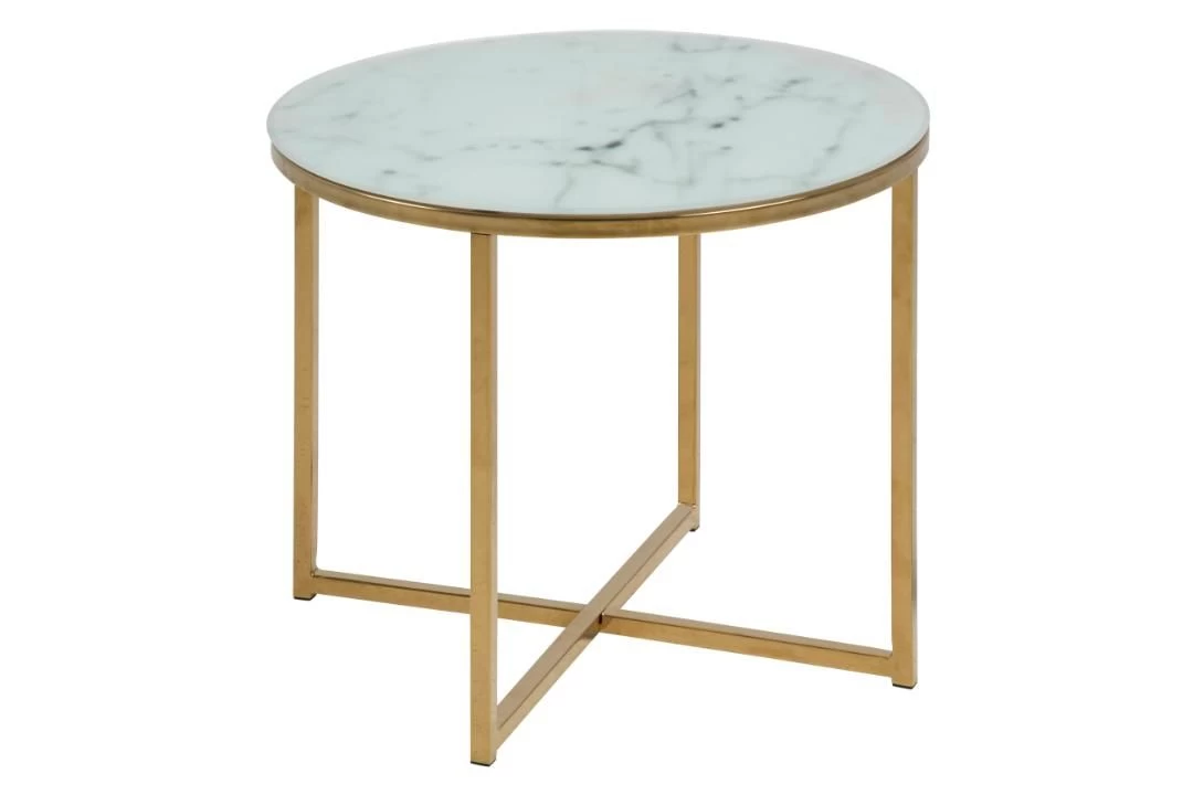 Ronde Bijzettafel Anika ø50cm - Wit Marmer/ Goud 7 Ronde Bijzettafel Anika ø50cm - Wit Marmer/ Goud - Afbeelding 7