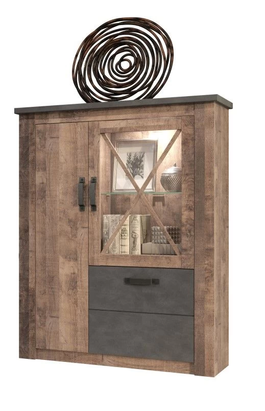 Vitrinekast Georgia | 114 X 38 X 142 Cm | Tobacco-Brown Oak-decor 6 Vitrinekast Georgia | 114 X 38 X 142 Cm | Tobacco-Brown Oak-decor - Afbeelding 6