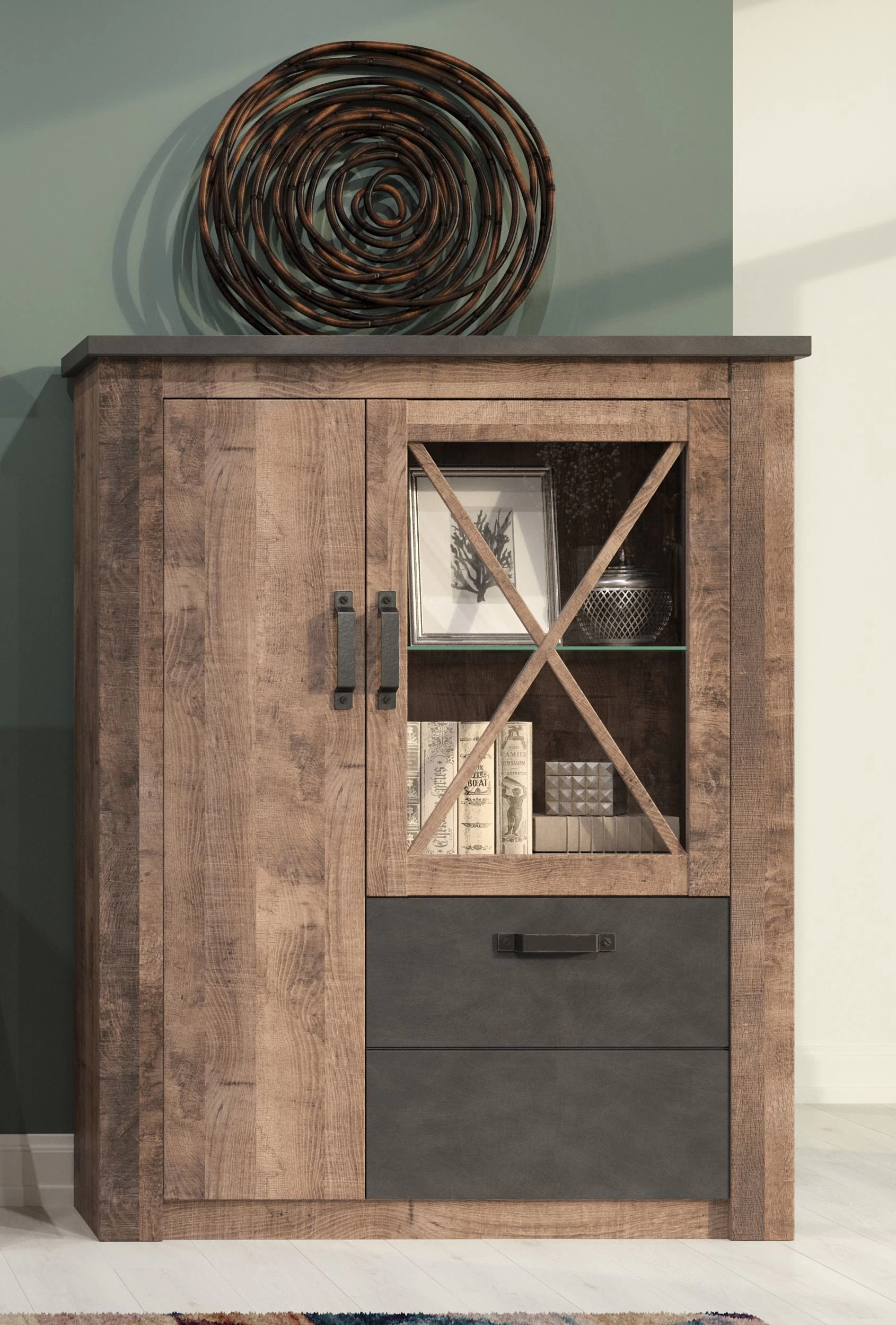 Vitrinekast Georgia | 114 X 38 X 142 Cm | Tobacco-Brown Oak-decor 13 Vitrinekast Georgia | 114 X 38 X 142 Cm | Tobacco-Brown Oak-decor - Afbeelding 13