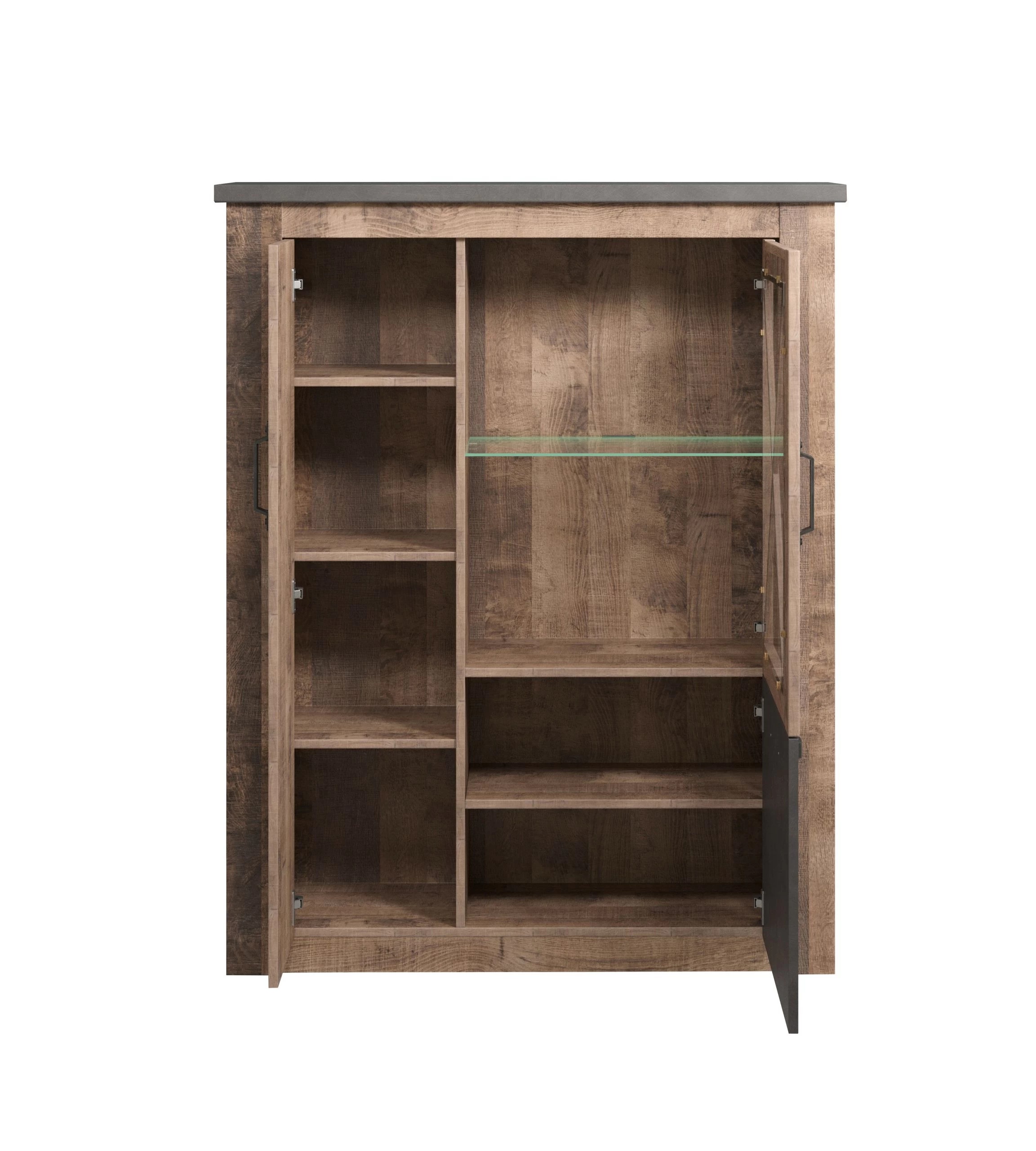 Vitrinekast Georgia | 114 X 38 X 142 Cm | Tobacco-Brown Oak-decor 4 Vitrinekast Georgia | 114 X 38 X 142 Cm | Tobacco-Brown Oak-decor - Afbeelding 4