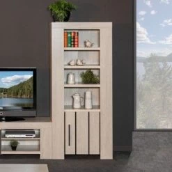 Opbergkast Gilio 86cm, 1 Deur - Grijze Eik