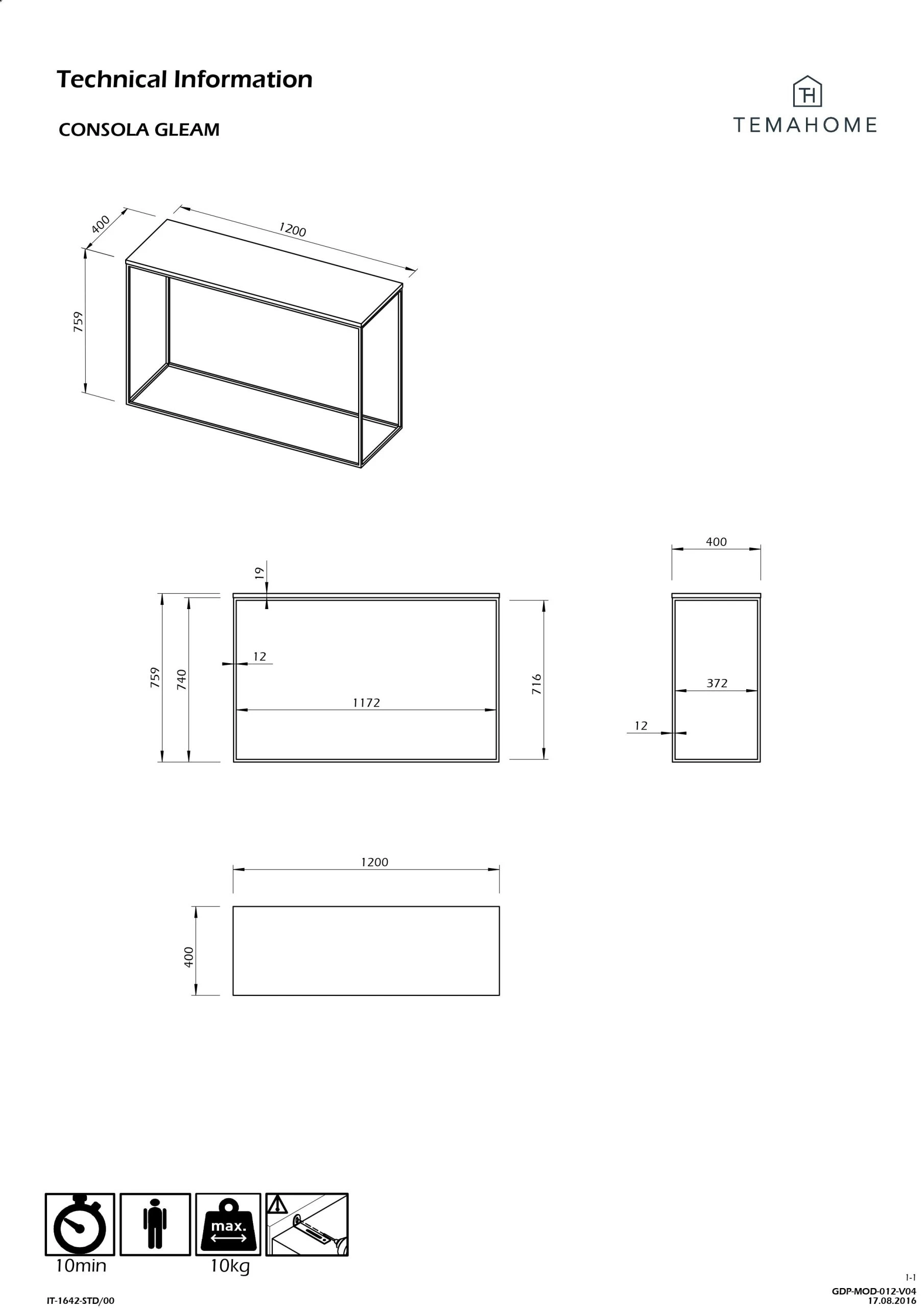 Sidetable Gleam 120cm - Walnoot/staal 3 Sidetable Gleam 120cm - Walnoot/staal - Afbeelding 3