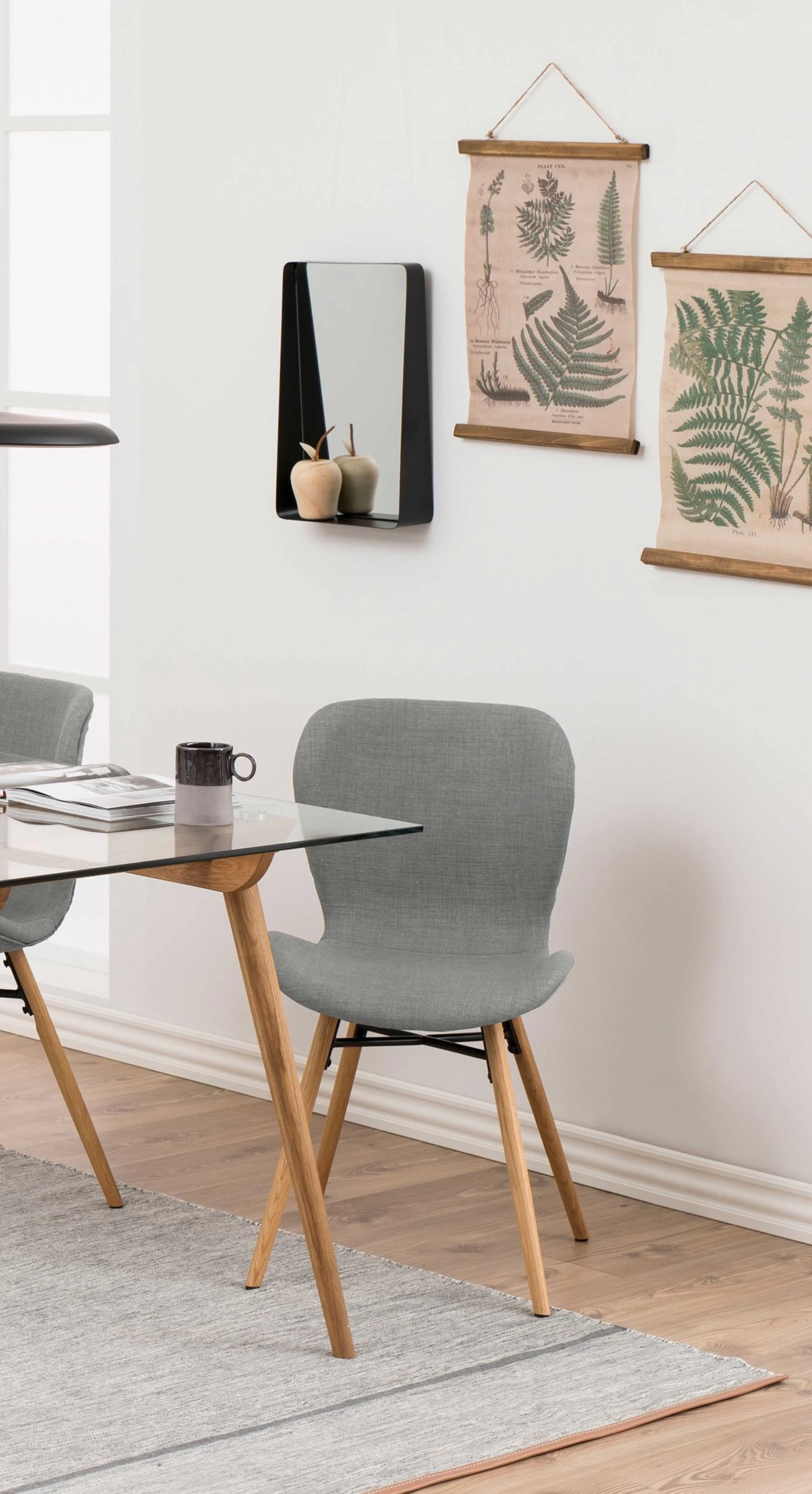 Stoffen Stoel Tilda Met Schuine Poten - Lichtgrijs/eik 2 Stoffen Stoel Tilda Met Schuine Poten - Lichtgrijs/eik - Afbeelding 2