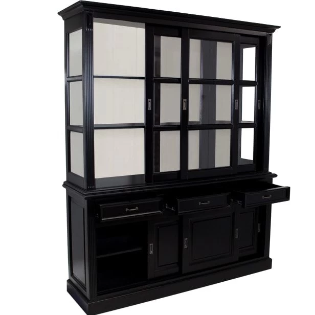 Buffetkast Provence 180 Cm Met 6 Deuren & 3 Lades - Zwart/wit 4 Buffetkast Provence 180 Cm Met 6 Deuren & 3 Lades - Zwart/wit - Afbeelding 4