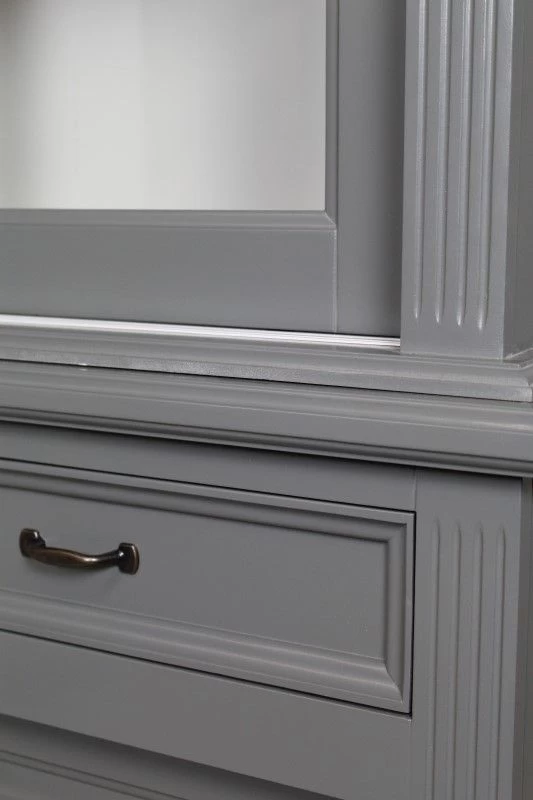 Buffetkast Provence 180 Cm Met 6 Deuren & 3 Lades - Donkergrijs/wit 2 Buffetkast Provence 180 Cm Met 6 Deuren & 3 Lades - Donkergrijs/wit - Afbeelding 2