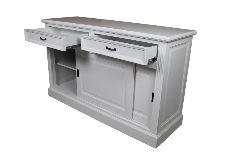 Dressoir Provence 150cm Met 2 Deuren & 2 Lades - Wit 2 Dressoir Provence 150cm Met 2 Deuren & 2 Lades - Wit - Afbeelding 2