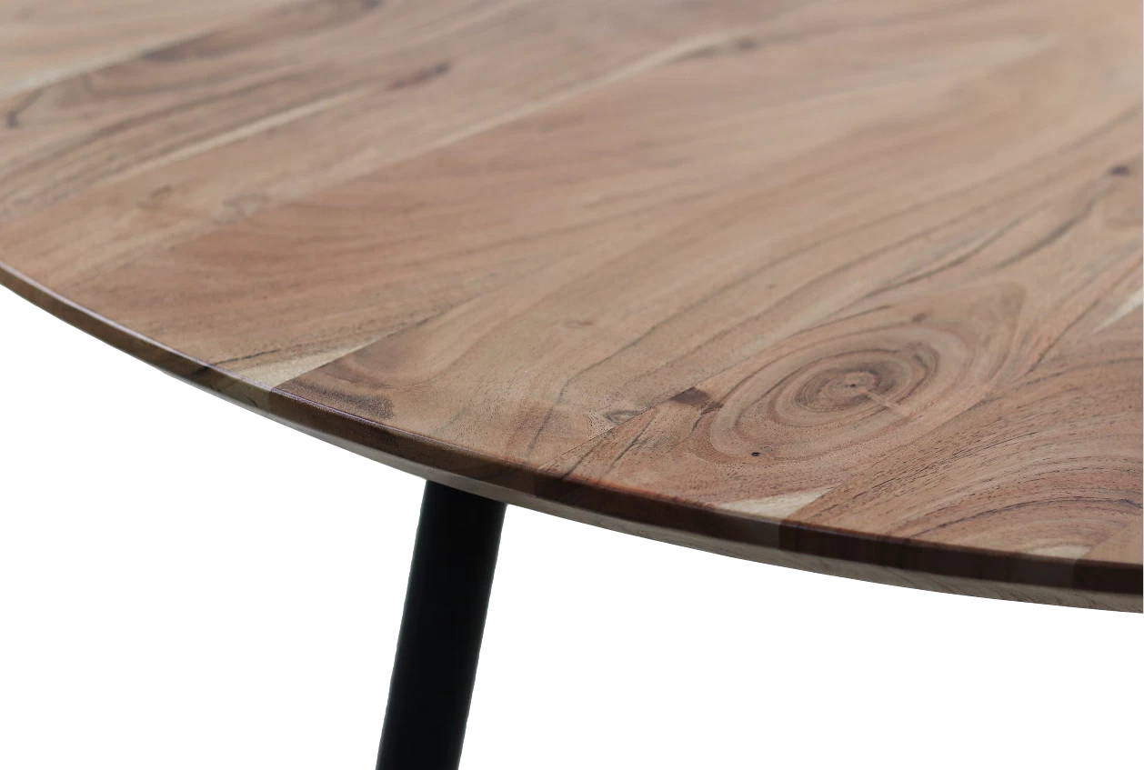 Eettafel Luzern Ø120cm Acaciahout - Naturel/zwart 2 Eettafel Luzern Ø120cm Acaciahout - Naturel/zwart - Afbeelding 2