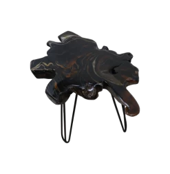 Bijzettafel Lilianne Teakhout Boomstam - Zwart/ Epoxy