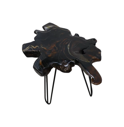 Bijzettafel Lilianne Teakhout Boomstam - Zwart/ Epoxy 1 Bijzettafel Lilianne Teakhout Boomstam - Zwart/ Epoxy