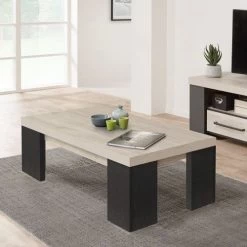 Salontafel Haruko 130x70cm - Antraciet/grijze Eik