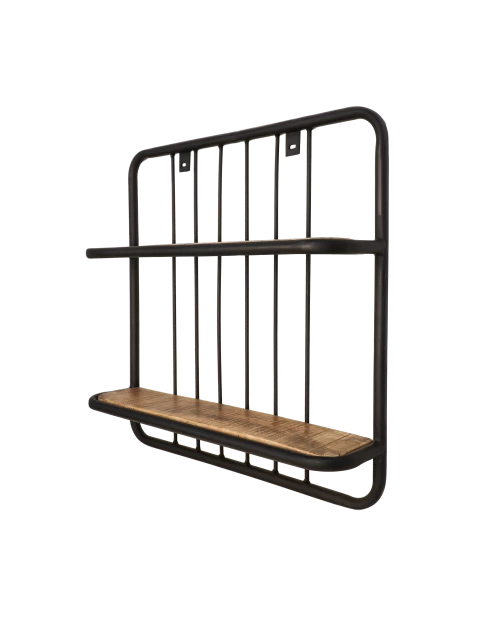 Wandplank Eran 50x50cm - Mangohout/ijzer 1 Wandplank Eran 50x50cm - Mangohout/ijzer