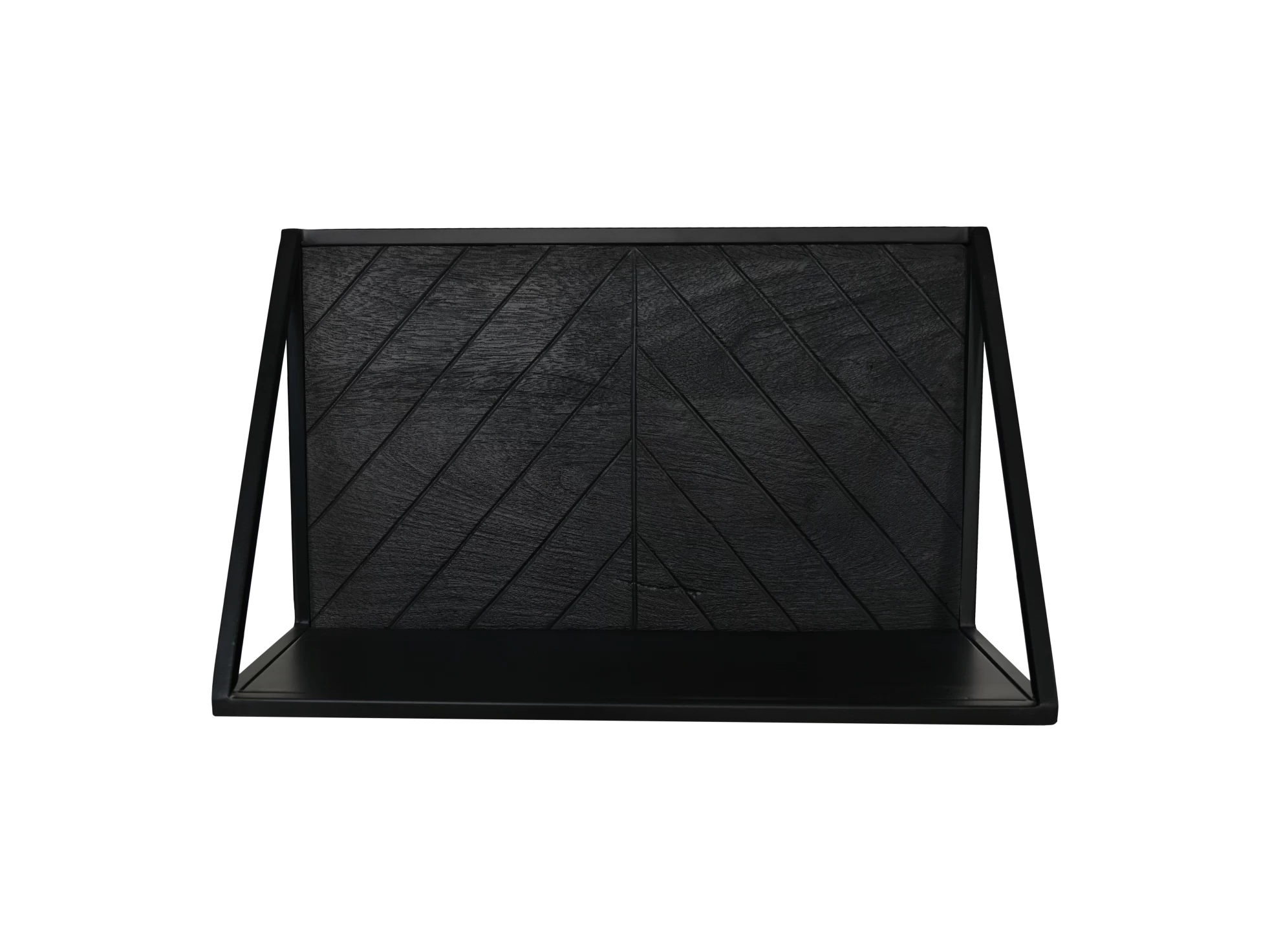 Wandplank Verona 50x20x30cm Mangohout - Zwart/visgraat 4 Wandplank Verona 50x20x30cm Mangohout - Zwart/visgraat - Afbeelding 4