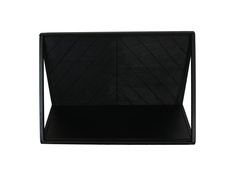 Wandplank Verona 50x20x30cm Mangohout - Zwart/visgraat 2 Wandplank Verona 50x20x30cm Mangohout - Zwart/visgraat - Afbeelding 2