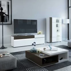 Vitrinekast Tarak 100cm 2 Deuren - Wit/zwart -Collectie Woonkamermeubels KARAT ambiance rcar compo tv 76ac
