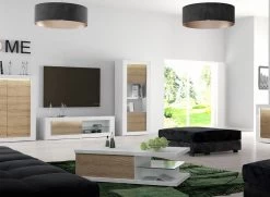 Vitrinekast Kaia 80cm 1 Deur - Hoogglans Wit/eik -Collectie Woonkamermeubels Kaia wit eik verkleind5 a8ae