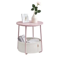Bijzettafeltje Met Mandje Zoë ø45cm - Roze/wit 9 Bijzettafeltje Met Mandje Zoë ø45cm - Roze/wit -Collectie Woonkamermeubels LET223R61 1 ec83