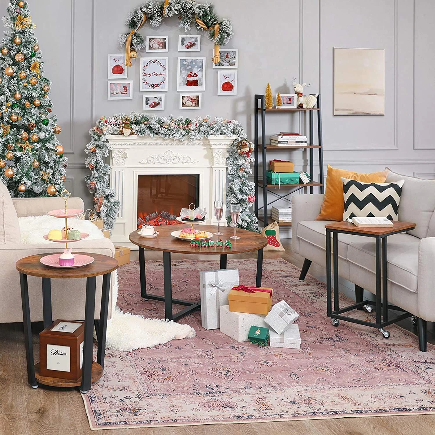 Rond Bijzettafeltje Firas Ø50 - Bruin/zwart 5 Rond Bijzettafeltje Firas Ø50 - Bruin/zwart - Afbeelding 5