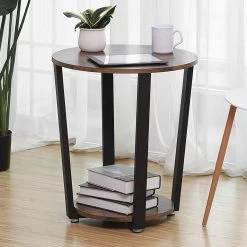 Rond Bijzettafeltje Firas Ø50 - Bruin/zwart