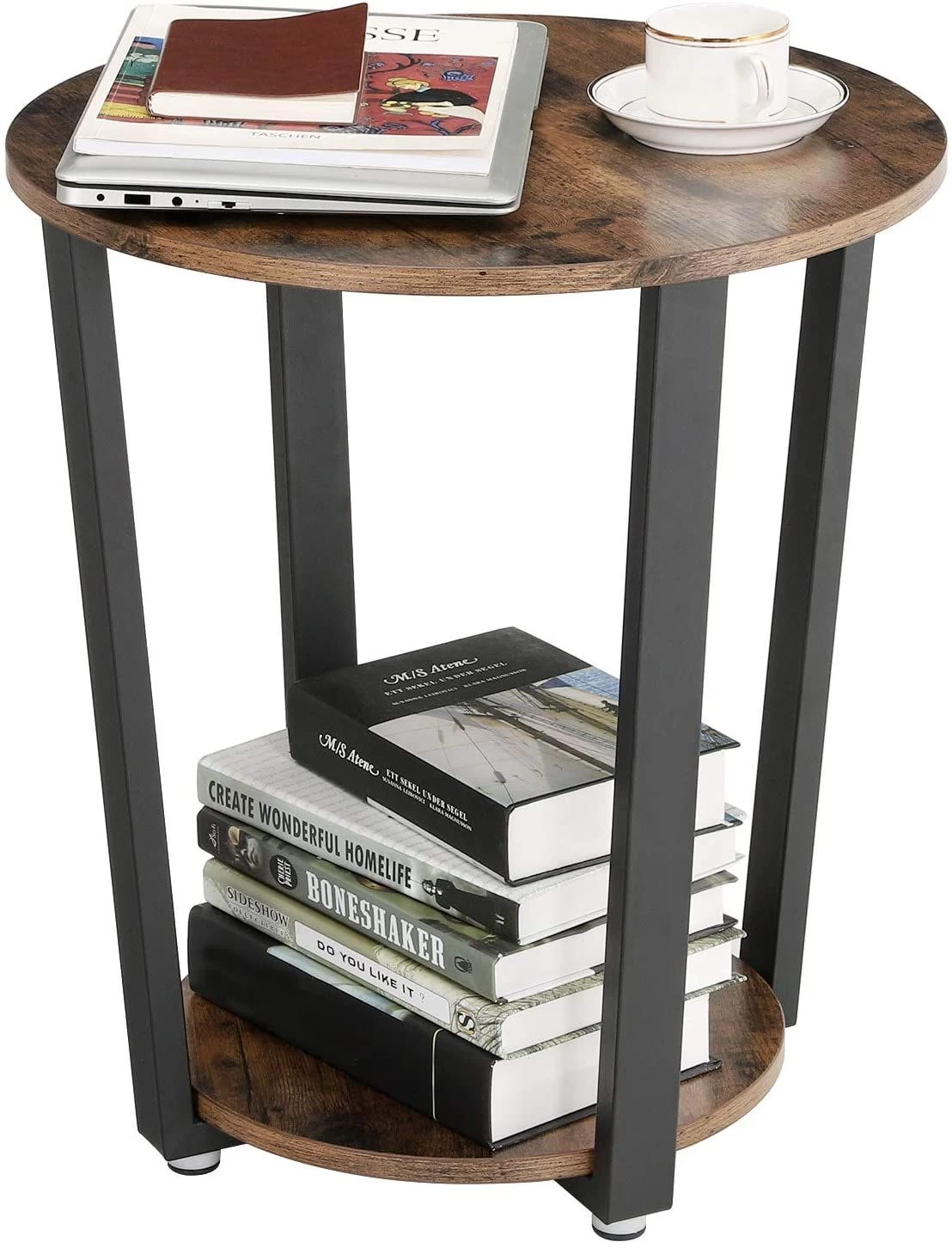 Rond Bijzettafeltje Firas Ø50 - Bruin/zwart 8 Rond Bijzettafeltje Firas Ø50 - Bruin/zwart - Afbeelding 8