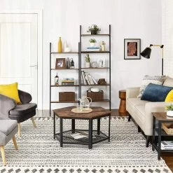 Ladderrek Leander 4 Legplanken - Rustiek Bruin/zwart 10 Ladderrek Leander 4 Legplanken - Rustiek Bruin/zwart -Collectie Woonkamermeubels LLS43BX 4 9754