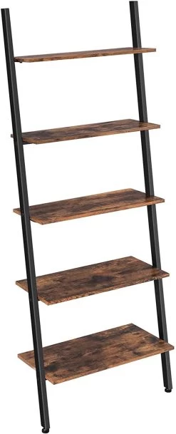 Ladderrek Leander 5 Legplanken - Rustiek Bruin/zwart -Collectie Woonkamermeubels LLS46BX 1 560d