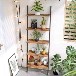 Ladderrek Leander 5 Legplanken - Rustiek Bruin/zwart