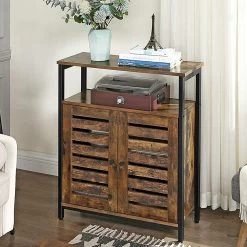 Bijzetkastje Lance 70cm 1 Legplank 2 Deuren - Rustiek Bruin/zwart