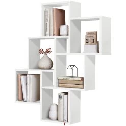 FMD Wandrek Lauren 8 Vakken - Hoogglans Wit -Collectie Woonkamermeubels Laurio 2 Brillant Wei uitgesneden 972d