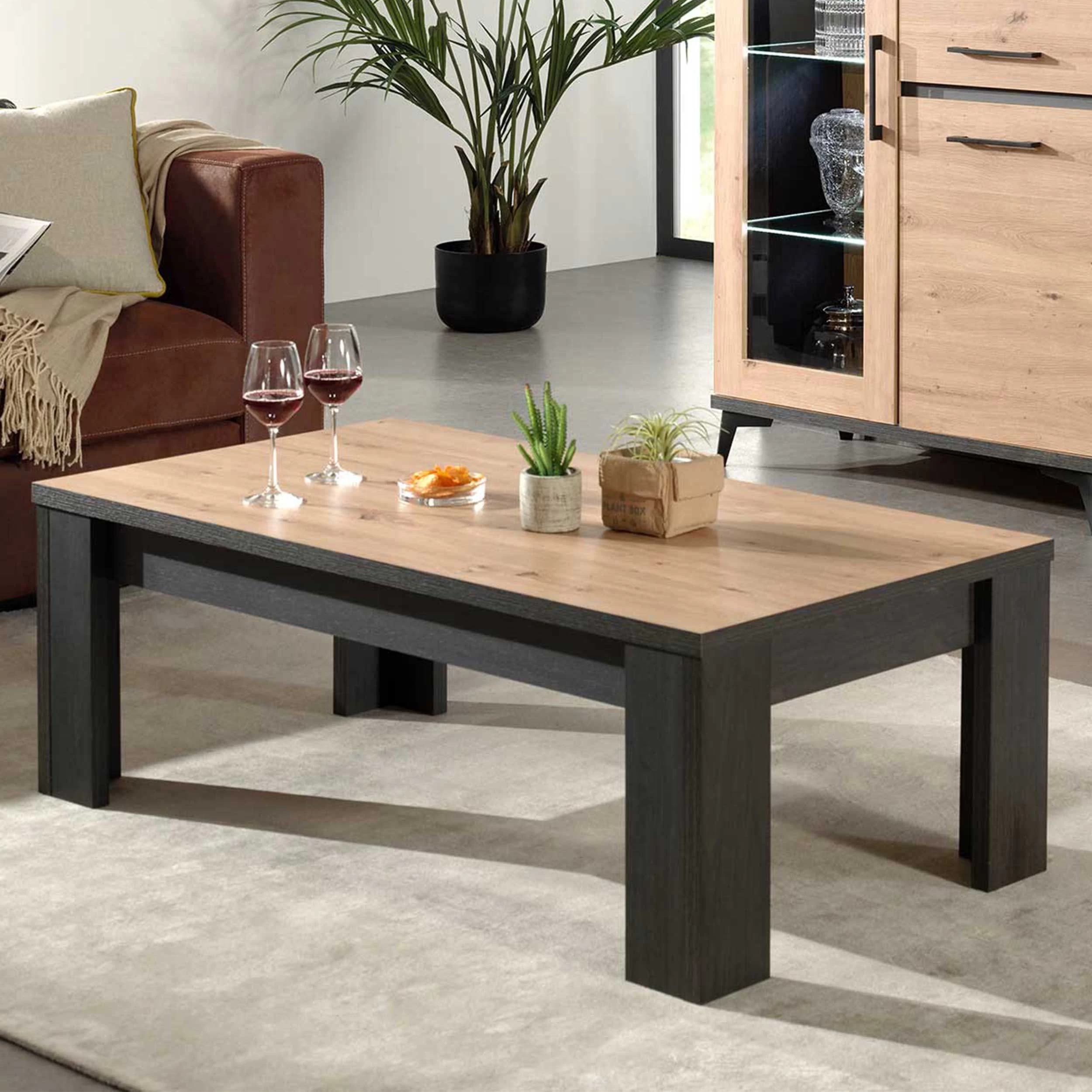 Salontafel Lodz 135x70 - Eik/zwart 1 Salontafel Lodz 135x70 - Eik/zwart