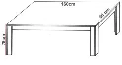 Eettafel Lodz 160 Cm 9 Eettafel Lodz 160 Cm -Collectie Woonkamermeubels Lodz tafel 160cm lijntekening c11b