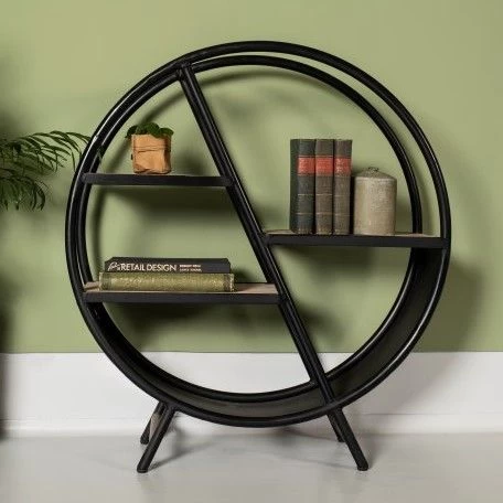 Decoratierek Brinn Rond ø80cm - Ijzer/mangohout 1 Decoratierek Brinn Rond ø80cm - Ijzer/mangohout