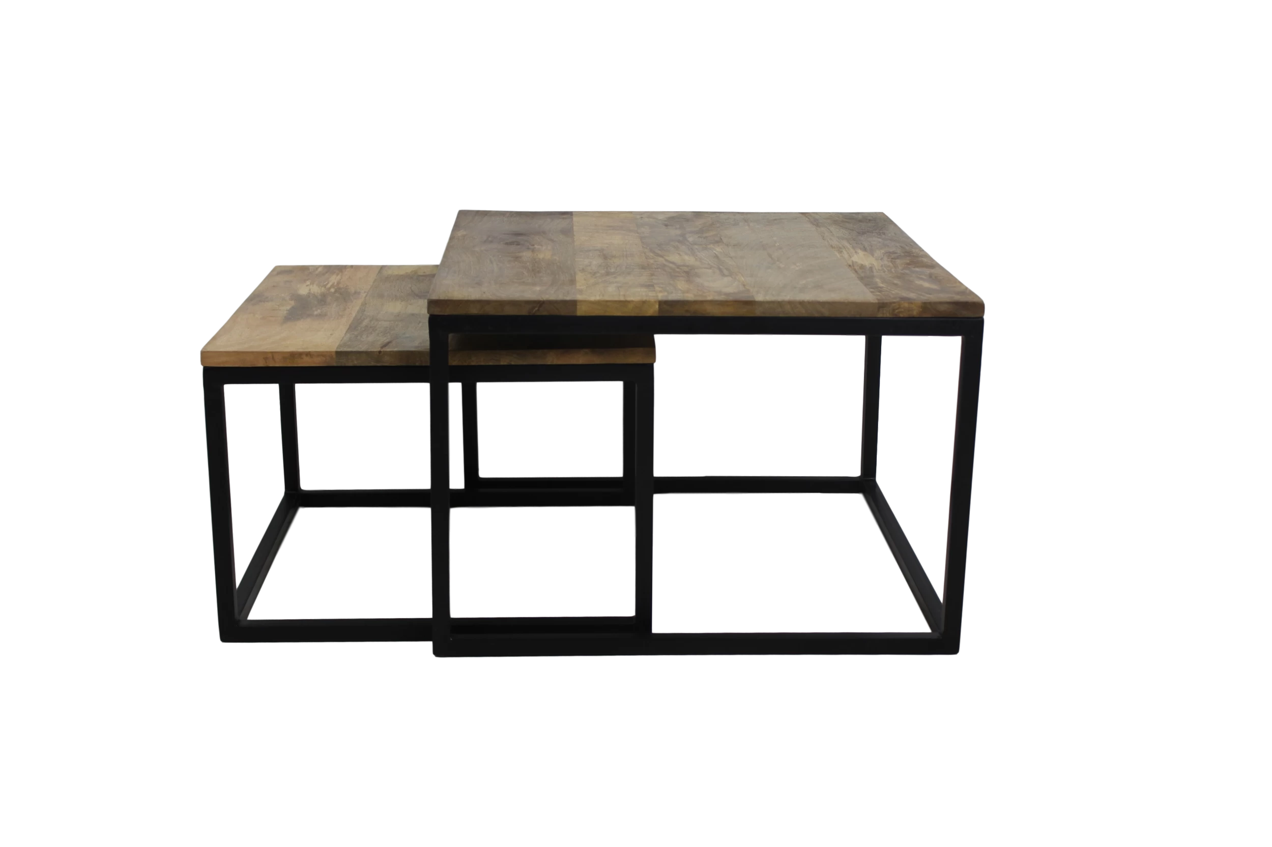 Set Van 2 Vierkante Salontafels Meike - Mangohout/ijzer 4 Set Van 2 Vierkante Salontafels Meike - Mangohout/ijzer - Afbeelding 4