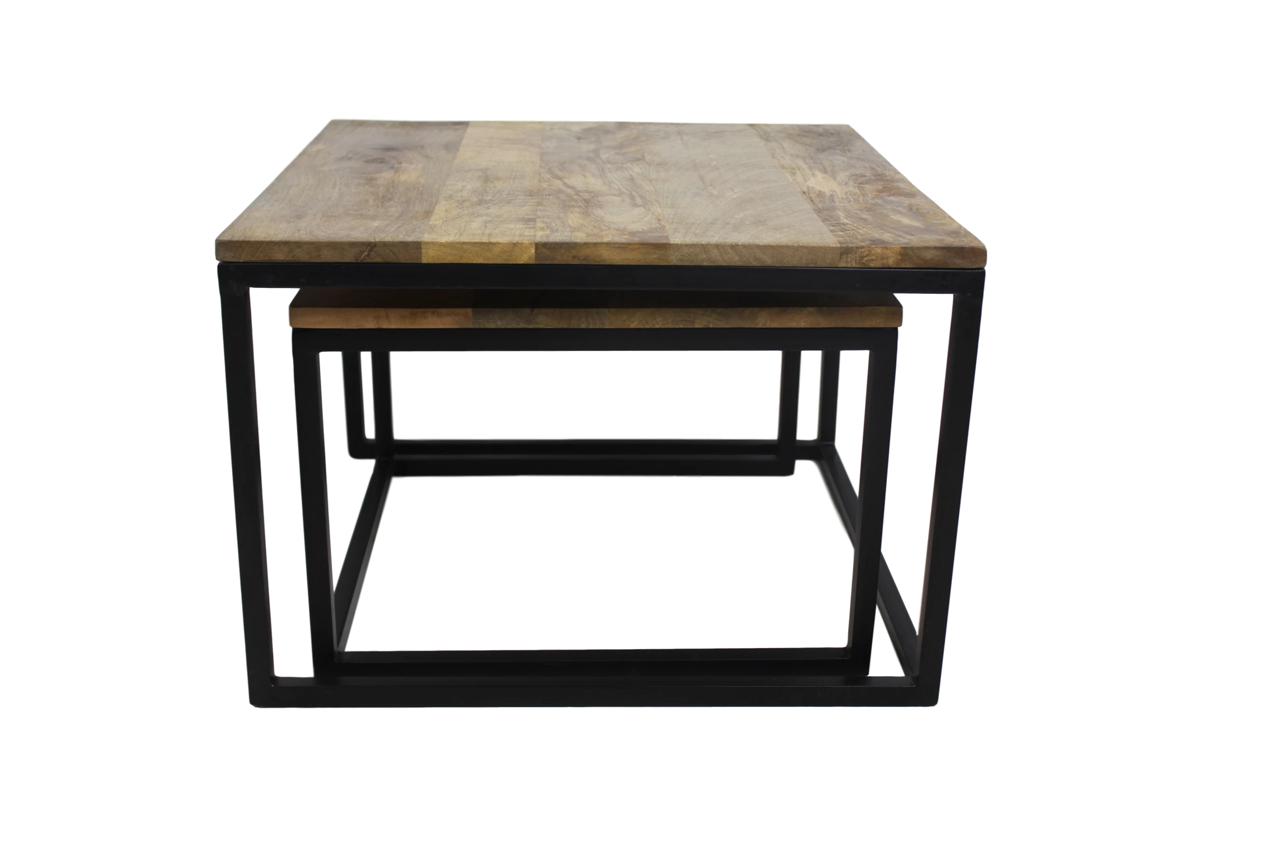 Set Van 2 Vierkante Salontafels Meike - Mangohout/ijzer 3 Set Van 2 Vierkante Salontafels Meike - Mangohout/ijzer - Afbeelding 3