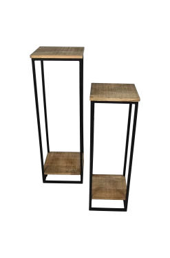 Bijzettafel Rick Set Van 2 Mangohout - Naturel/zwart -Collectie Woonkamermeubels MAN TTS2 2 a783