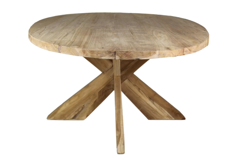 Eettafel Mosy 240x120cm Ovaal Met Kruispoot – Naturel/teak 5 Eettafel Mosy 240x120cm Ovaal Met Kruispoot – Naturel/teak - Afbeelding 5