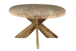 Eettafel Mosy 220x110cm Ovaal Met Kruispoot – Naturel/teak -Collectie Woonkamermeubels MJH210 2 fd27