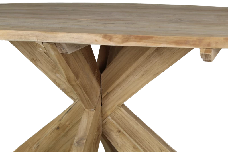 Eettafel Mosy 240x120cm Ovaal Met Kruispoot – Naturel/teak 4 Eettafel Mosy 240x120cm Ovaal Met Kruispoot – Naturel/teak - Afbeelding 4
