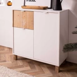 Commode Mercos 80cm 3 Deuren - Wit/old Style