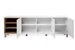 Dressoir Mercos 200cm 3 Deuren - Wit/old Style -Collectie Woonkamermeubels Menorca 57A Lowboard frontal offen 6489