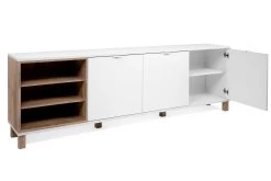 Dressoir Mercos 200cm 3 Deuren - Wit/old Style -Collectie Woonkamermeubels Menorca 57A Lowboard perspektive offen 1 9775