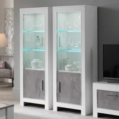 Vitrinekast Modena 2 Deuren - Wit/beton -Collectie Woonkamermeubels Modena wit marmer kolom 1 D2 8c70