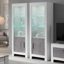 Vitrinekast Modena 2 Deuren - Wit/beton
