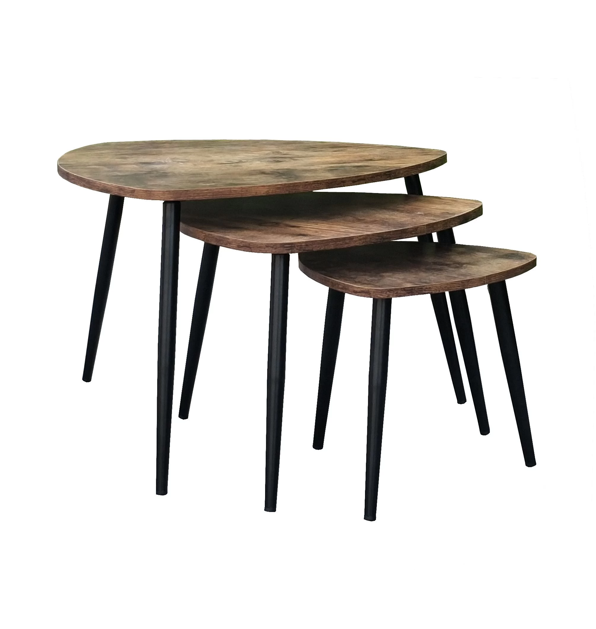 Set Van 3 Salontafels Niekirk - Bruin/zwart 3 Set Van 3 Salontafels Niekirk - Bruin/zwart - Afbeelding 3