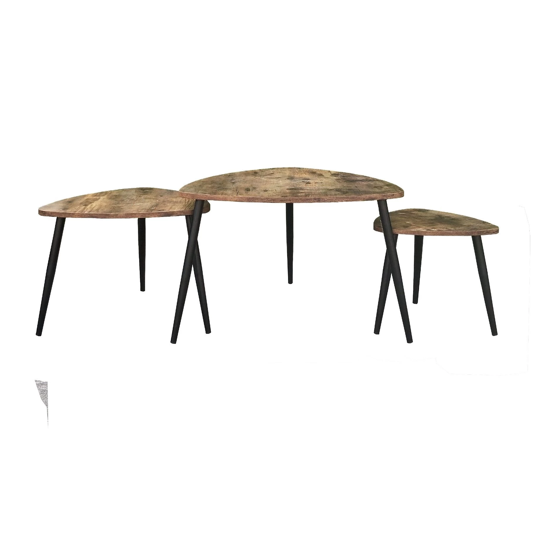 Set Van 3 Salontafels Niekirk - Bruin/zwart 1 Set Van 3 Salontafels Niekirk - Bruin/zwart