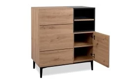 Commode Ted 80cm 2 Deuren - Eik/zwart -Collectie Woonkamermeubels Nola 01A Kommode perspektive offen 7210