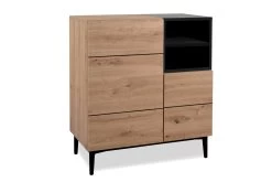 Commode Ted 80cm 2 Deuren - Eik/zwart -Collectie Woonkamermeubels Nola 01A Kommode perspektive s 8bed