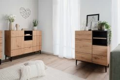 Commode Ted 80cm 2 Deuren - Eik/zwart -Collectie Woonkamermeubels Nola Ambiente Kommoden d575