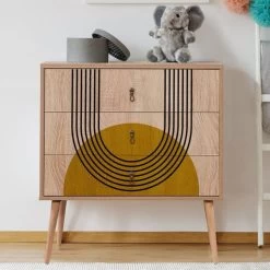 Vella Commode | 100% Melaminecoating | Houten Poten | Bevestigbaar Aan De Muur | Veelkleurig