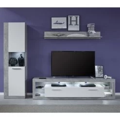 Woonkamerset Rock | Tv-meubel, Vitrinekast, Plank | Stone Grey