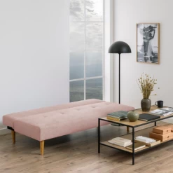 Slaapbank Lucca - Stof Malmo, Rose 61 -Collectie Woonkamermeubels Ontwerp zonder titel 100 c099